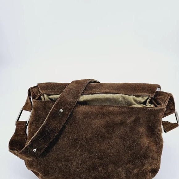 Vintage Bottega Veneta brown suede Sholder  bag Flap Magnetic Closure Minimalist - Picture 7 of 14